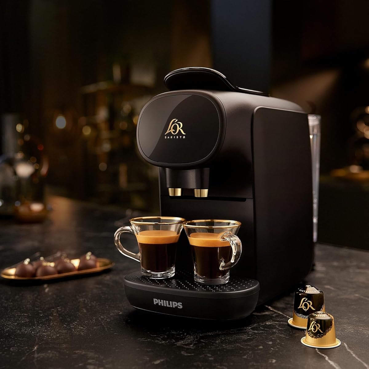 Philips L machine à café noir vue de face