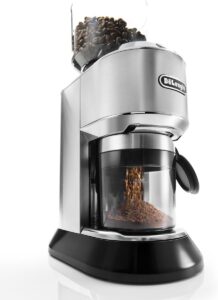 DeLonghi Moulin machine à café argent vue de côté