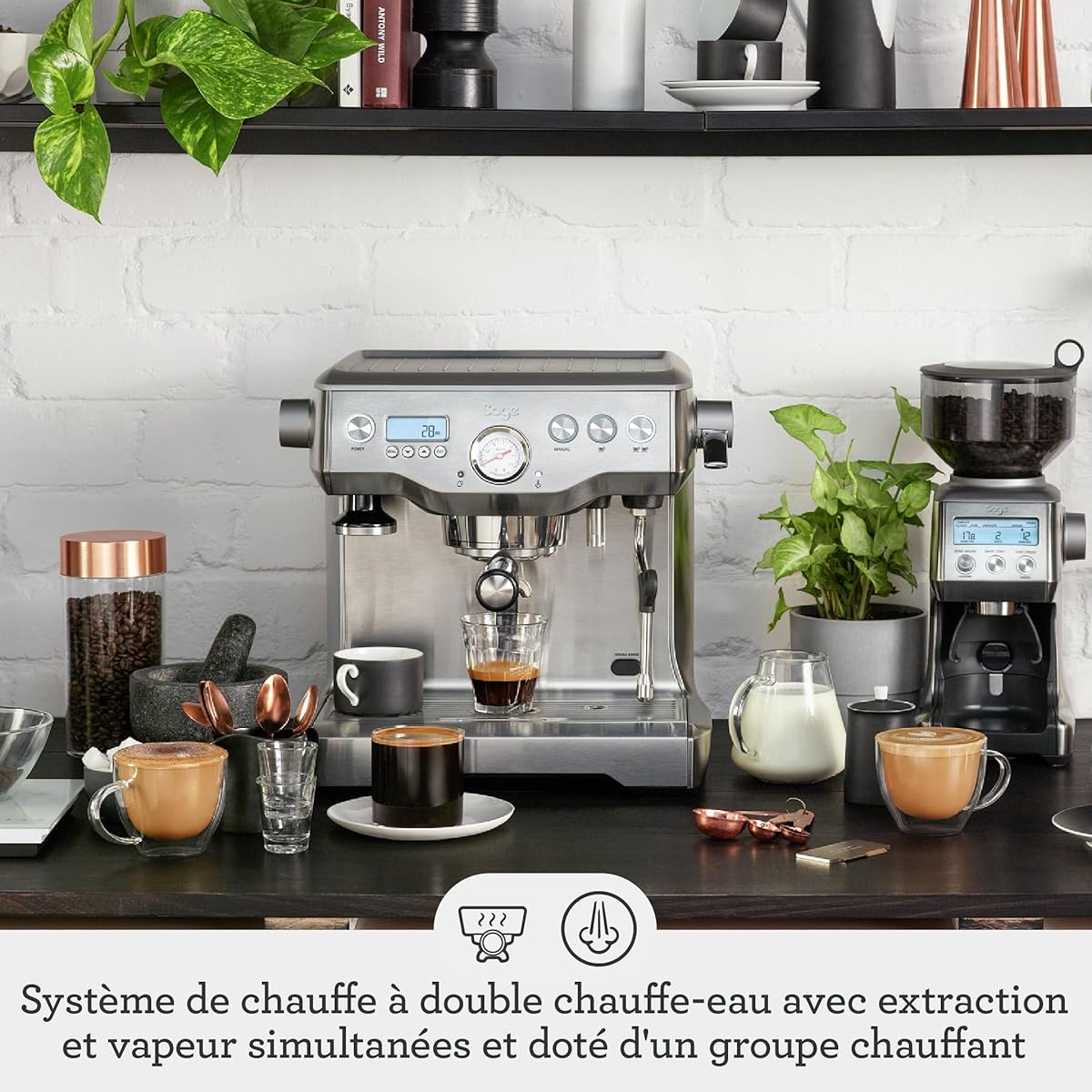 Sage Dual machine à café inox vue de face