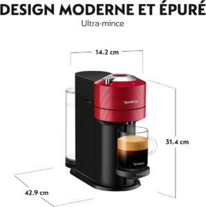 Nespresso Krups machine à café rouge vue de côté