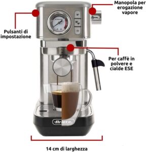 Ariete machine à café argent détails